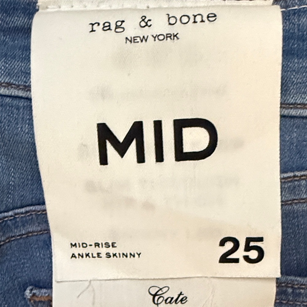 Rag & Bone Distressed Blue Mid-Rise Ankle Skinny Jeans NEW - Picture 11 of 12
